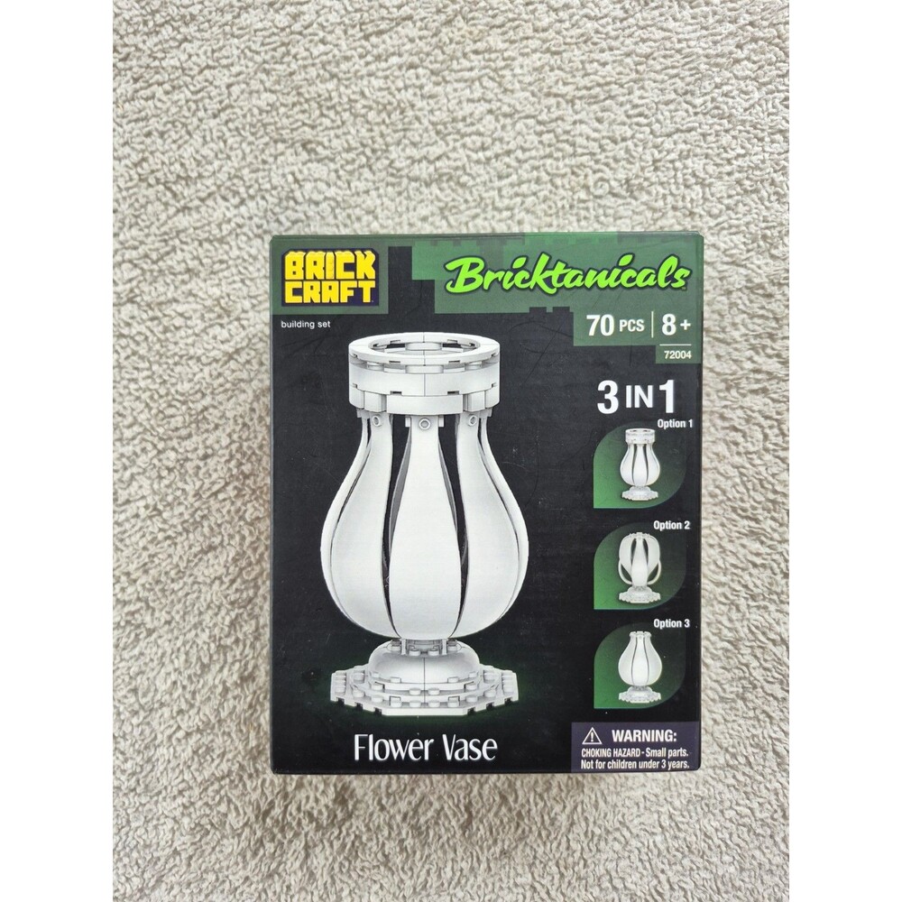 Brick Craft Bricktanicals 3 in 1 Flower Vase Building Set 70 Pieces #72004...
